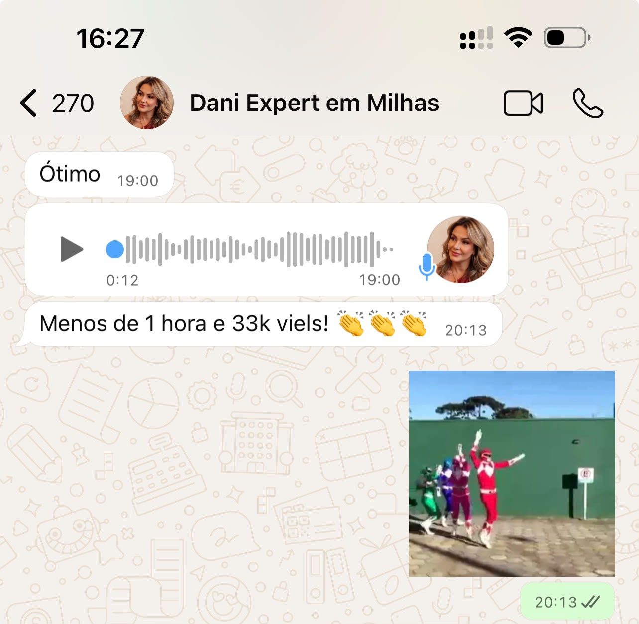 Mensagem da Dani: menos de 1 hora e 33 mil visualizações